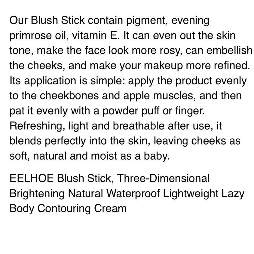 NEW Sealed EELHOE Blush Shimmer Stick 3 Dimensional Brighten Natural Waterproof
